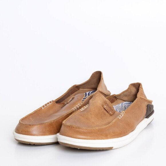 Olukai Kakaha Leather Loafer Brown Fox Slip On - Picture 4 of 16